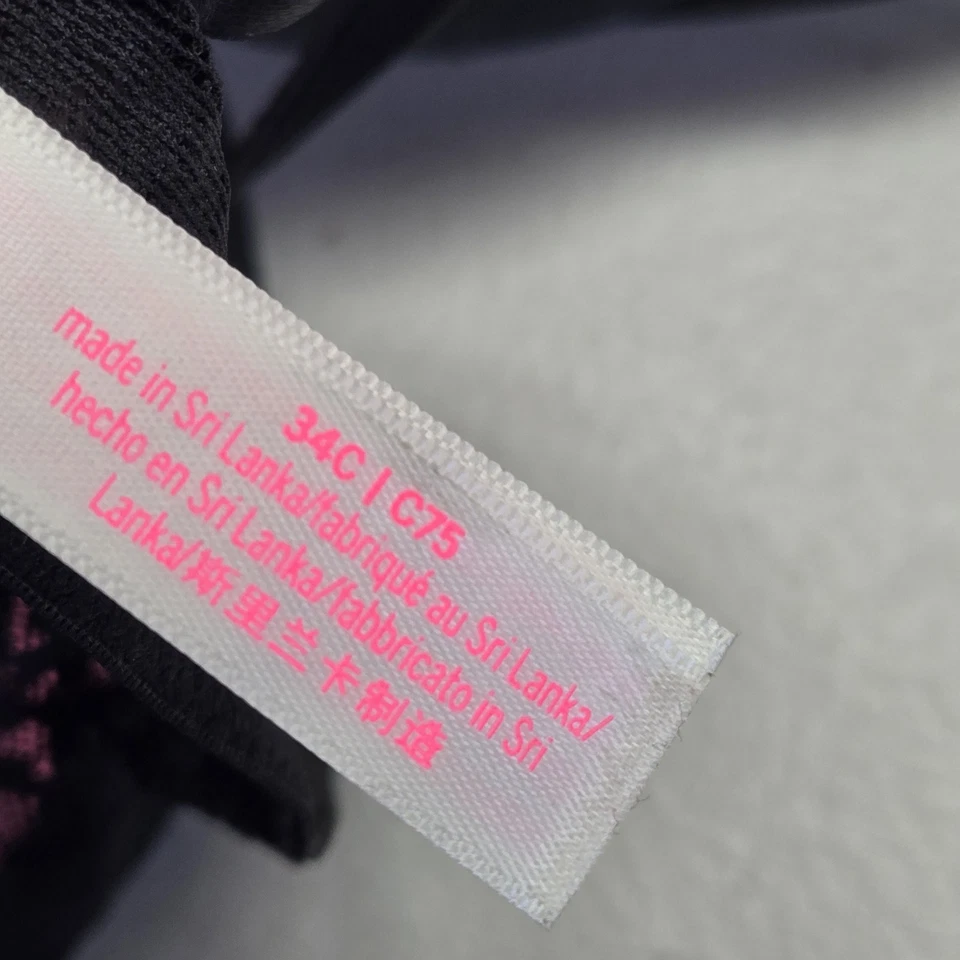 Victoria's Secret PINK Women Bra 34C Black Animal Print Wear Everywhere Push Up - Image 4 of 4