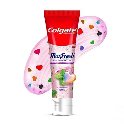 Colgate MaxFresh Rainbow Fresh Gel-Zahnpasta, mit herzförmigem Kühlkristall