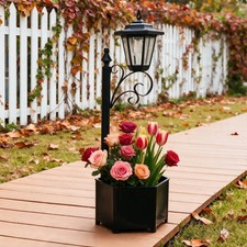Solar Lamp Post with Planter 75cm, Outdoor Garden Lights Warm White IP44