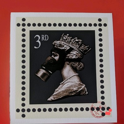 James Cauty Stamps Of Mass Contamination 3rd Class Terror Aware Queen Gasmaske 