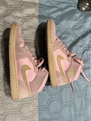 ? Nike Air Jordan 1 Coral Gold High Pink Brown Sneakers Men Size 11 Nike Air Jordan 1 Mid Coral Pink Gold Size 11.5 Sneakers  main image 4
