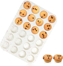 Silicone Mini Muffin Pan, 24 Cups Nonstick Mini Cupcake Pan for Baking Muffin, C
