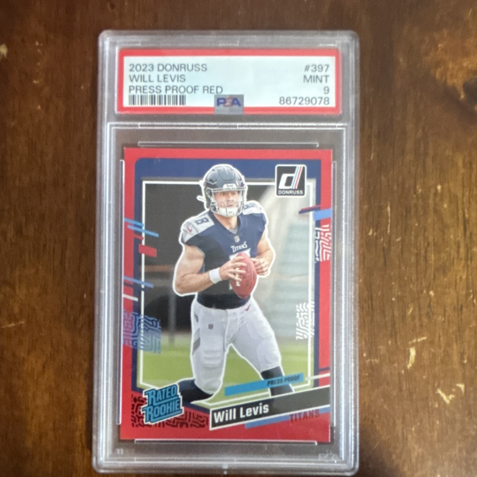 Panini 2023 Donruss Rated Rookie Press Proof Red Will Levis #397 PSA 9 Titans