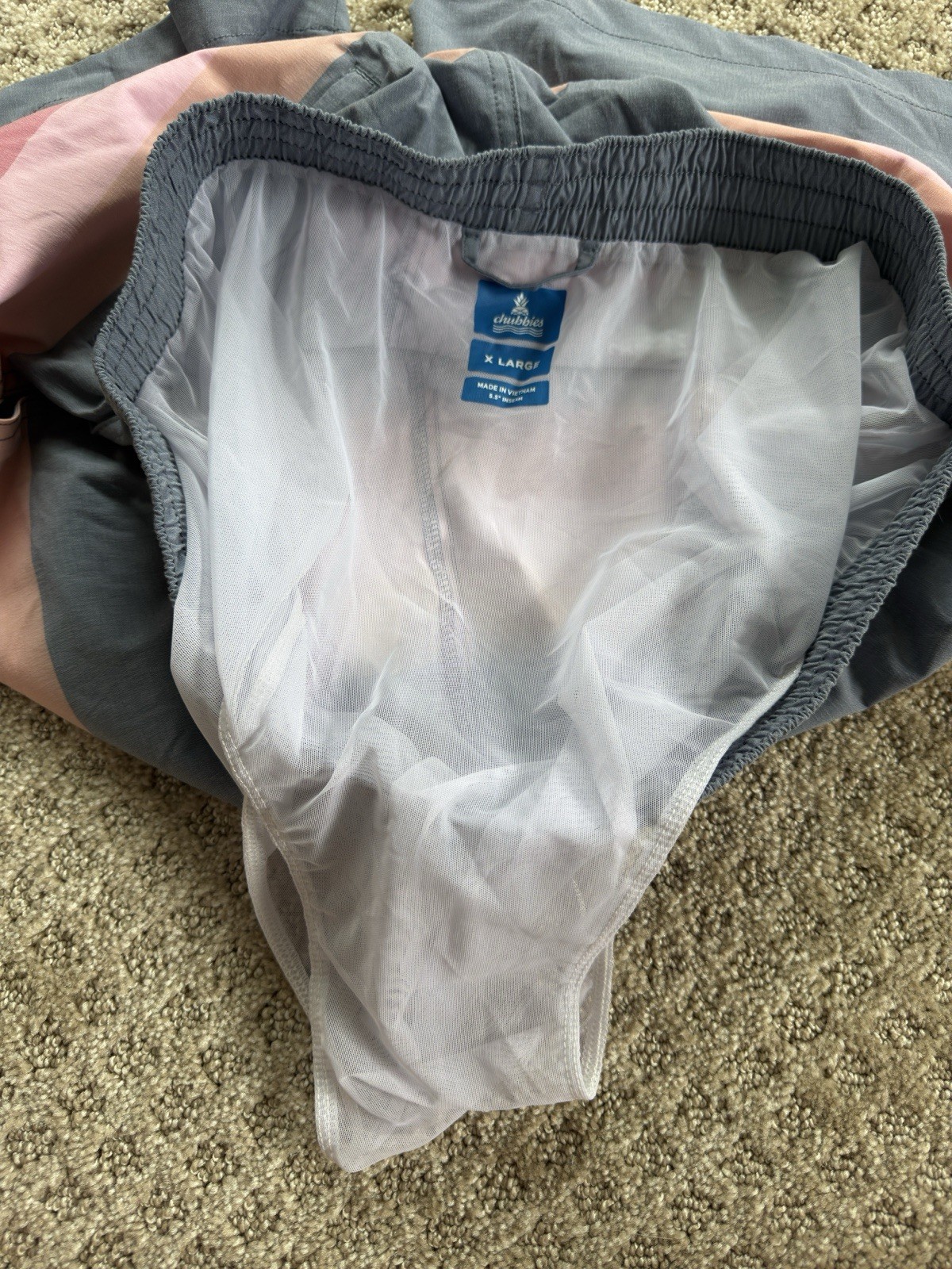 Chubbies Swim Trunks Colorblock 5.5 Inseam Orange Blue Men's size XL Lined