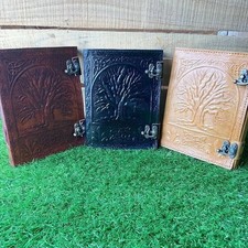 Carpeta de anillos de cuero hecha a mano A4 árbol organizador de diario en relieve 100 hojas
