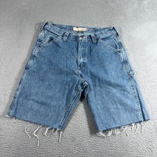 Lee Jean Shorts 34 Blue Faded Denim Carpenter Dad Jorts Beach Cut Off
