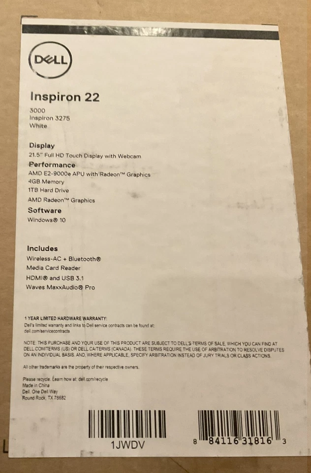 NEW DELL Inspiron 22 3000 Inspiron 3275 White Computer - Image 3 of 4