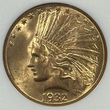 1932 Indian Eagle $10 Gold. NGC MS 63. .483oz AGW.