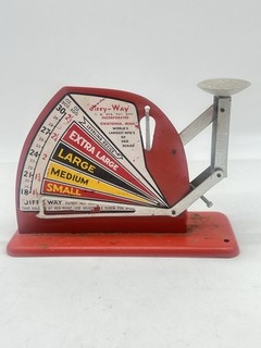 Vintage Jiffy Way Egg Scale Grader Owatonna MN Red Metal Farmhouse 1950s