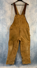 Carhartt R027 Quilted Men's Bib Overall Large Regular 40X29 Brown