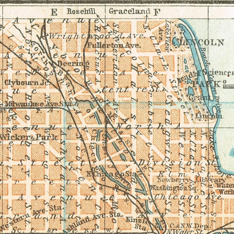 Mapa CHICAGO Centro de 1909 Mapa Original Plan de Ciudad EE. UU. Mapa de Illinois Foto 3 de 4