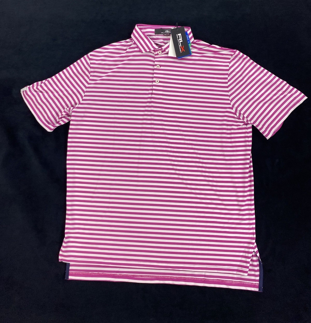 NEW RLX Ralph Lauren Short Sleeve Golf Polo Shirt Striped Pink White Mens 7690₽