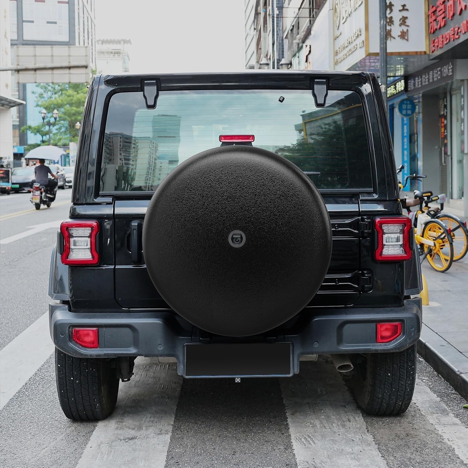 Durable Black Tire Cover with Camera Hole for Jeep Wrangler JL - UV Protection thumbnail 7