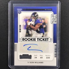 2021 Contenders Tyson Williams Rookie Ticket Auto No 281 B