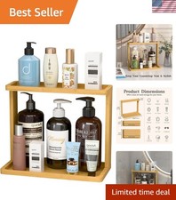 Bamboo Bathroom Organizer Countertop   Small Vanity Storage Shelf for Makeup,...