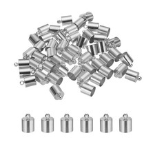 50-Pack Tassel Cord End Caps, 9mm ID Kumihimo End Tip Light Silver 