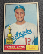 1961 Topps #168 Tommy Davis Los Angeles Dodgers All-Star Rookie Card-VG+. rookie card picture