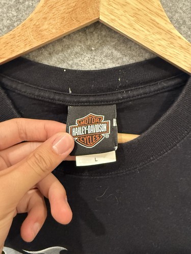 Vintage Y2K Harley Davidson Shirt Flames Long Sleeve Biker Large Chrome Black - Picture 5 of 6