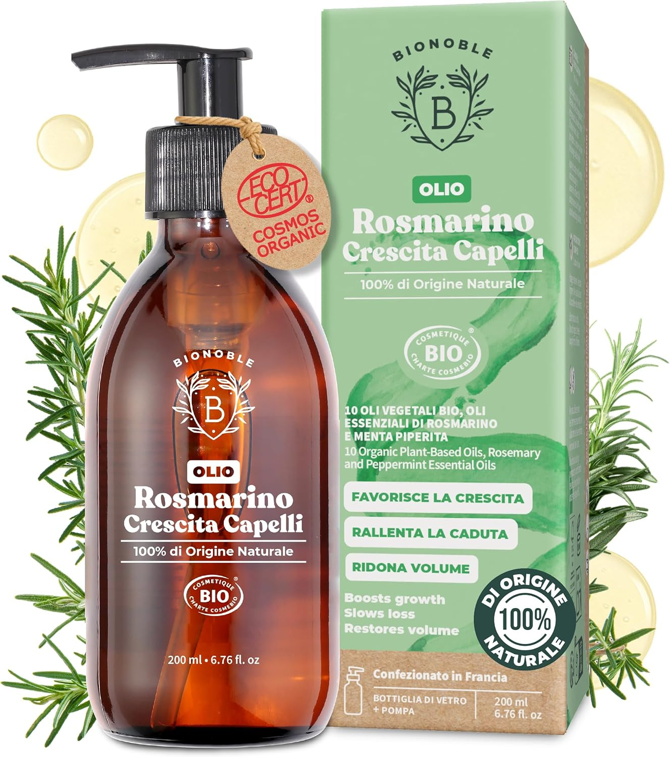 Olio di Rosmarino Bio per Capelli 100ml - Crescita Naturale e Rinforzo
