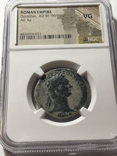 NGC VG Æ As ROMAN EMPIRE DOMITIAN 81 96 AD Ancient Roman Emperor Coin