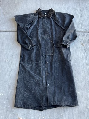 70s/80s Saddlesmith Outfitters Black Duster  shotgun  Jacket Size Medium