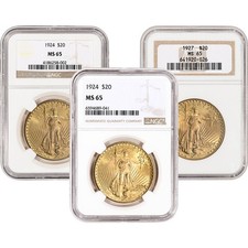 US Gold $20 Saint-Gaudens Double Eagle - NGC MS65 - Random Date and Label