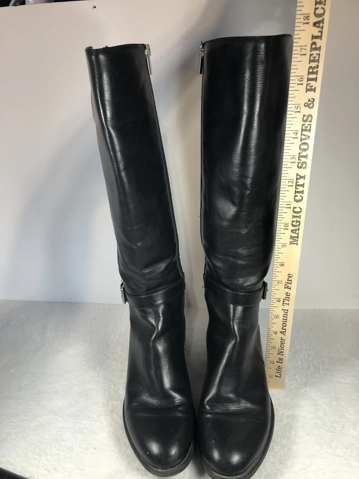 Chaps Ralph Lauren Women's 9B Black Riding Boots Vegan Leather Zip Up - Image 2 of 4