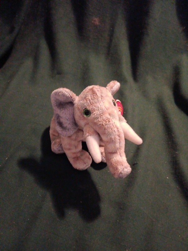 Ty  Beanie baby  "Pounds" plush gray tan elephant 8x5x4