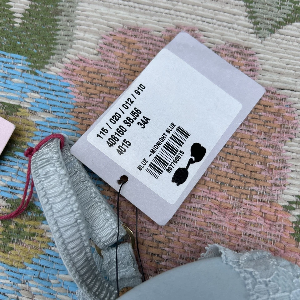 Sujetador Stella McCartney liso y contorno de encaje para mujer 34A con aros azul pálido Foto 2 de 4