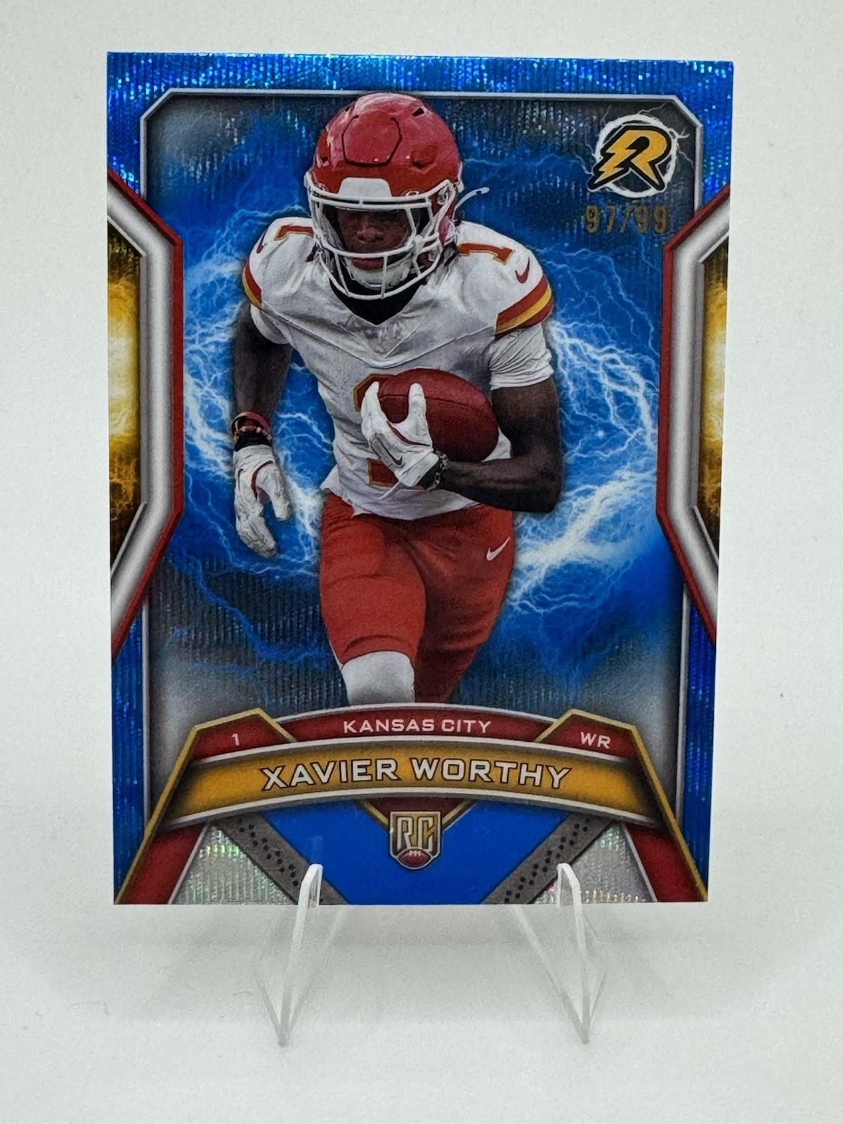 2024 Topps Resurgence - Rookies Xavier Worthy #143 Blue Surge Refractor /99 (RC)