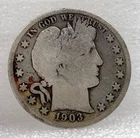 1903 S Barber Silver Half Dollar Coin 50c - Circulated, Ungraded