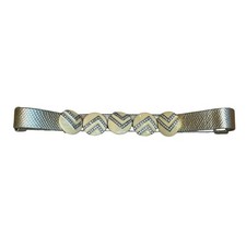 Vintage Alexis Kirk Enamel Rhinestone Art Deco Gold Adjustable Leather Belt 1980