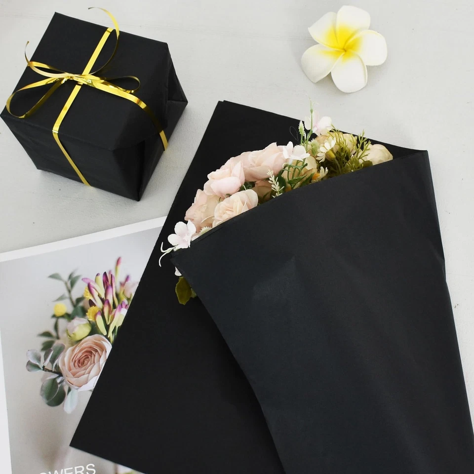 Bulk Black Tissue Paper 100 Sheets, 14x20 Inch, Gift Bag Filler DIY Flowers - Image 4 of 4