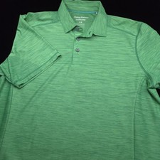 Tommy Bahama Polo Shirt -L- Green IslandZone Performance Golf Marlin JACQUARD