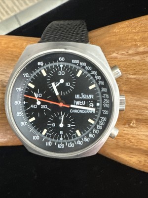 LeJour Chronograph “Poor Man's Heuer Pasadena” Watch. 7500 Vintage