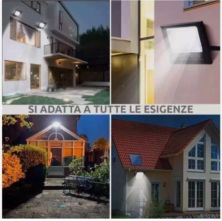 Faro Solare LED 800W + Pannello e Telecomando Impermeabile IP67 Esterno Giardin - Immagine 3 di 4