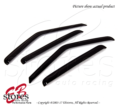 Black Tinted Out-Channel Vent Visor 4pcs For 2001-2004 Chevrolet S-10 Crew Cab - Picture 2 of 4