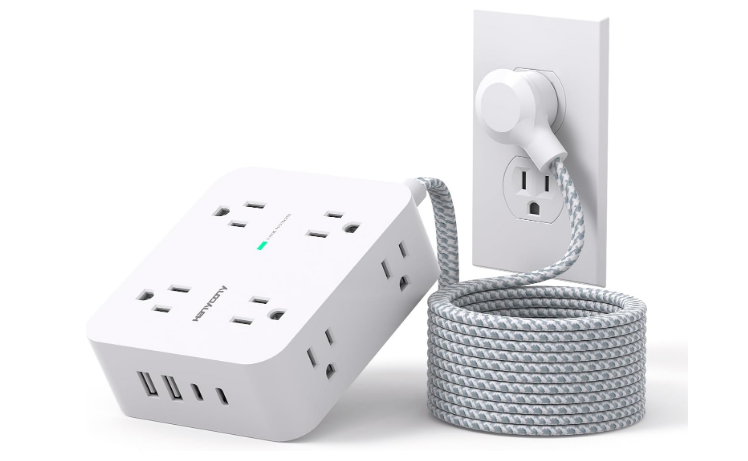 Surge Protector Power Strip USB Charging Station Wall Mount Long Cord Office AC-image