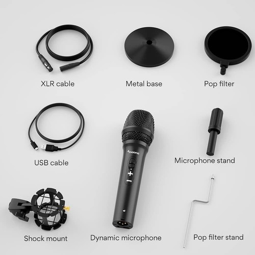 USB/XLR Podcast Dynamic Microphone, Studio Mic Kit with Volume Control, Shock... - Picture 10 of 10