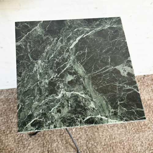 Memphis Modern Metal Green Marble Top Pedestal Table - Picture 5 of 6