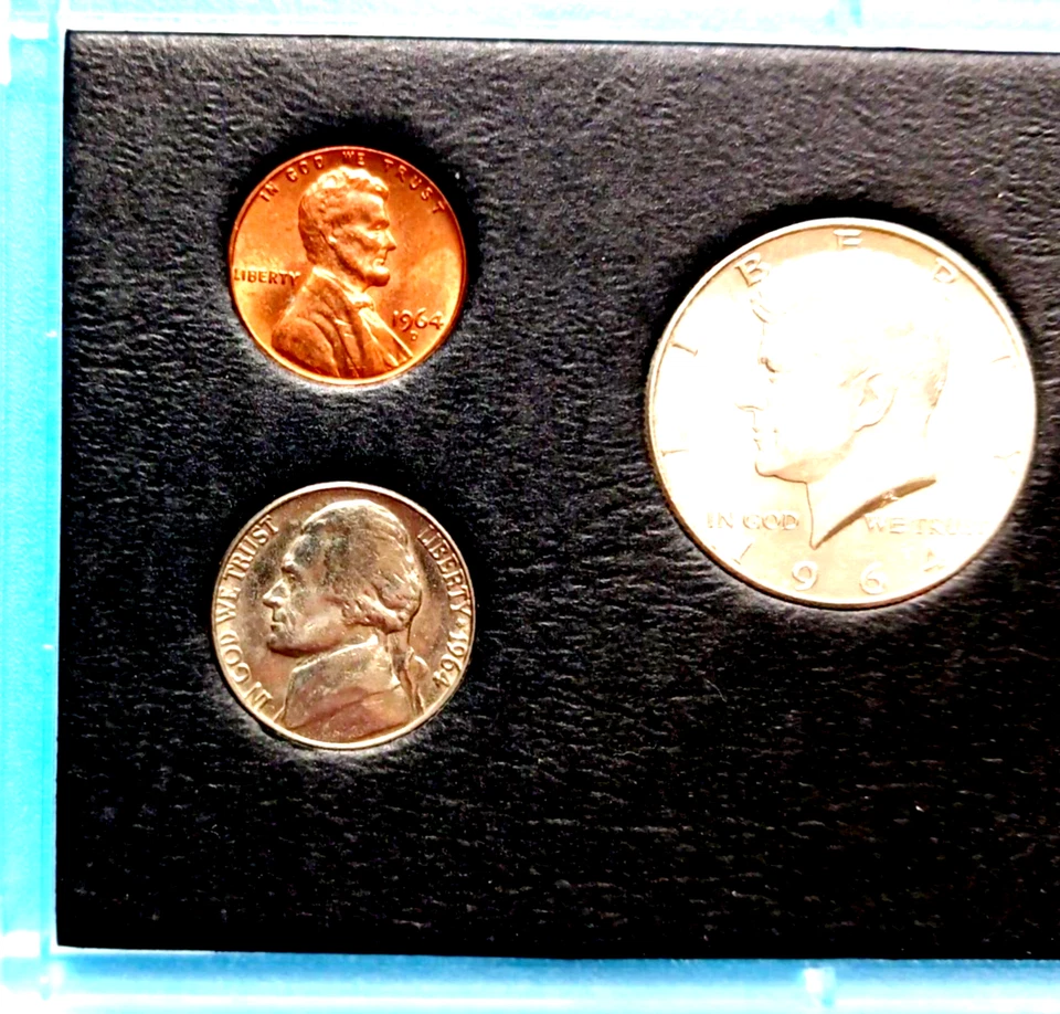 6-1964 Coins set (3of5 Coins 90% Silver:50c,25c,10C)5c,1c+1 xtr BU 1960 1c-7%OFF - Image 4 of 4