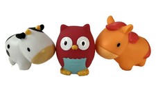 Lot of 3 Munchkin Rubber Farm Animals Horse Cow Owl Bath  Tub Toys