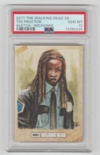 WALKING DEAD S6 MICHONNE SKETCH CARD BY ACCLAIMED ARTIST TIM PROCTOR GEM MINT 10