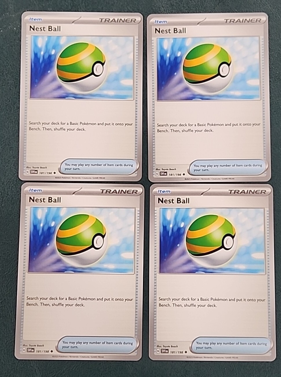 Nest Ball 181/198 084 Scarlet Violet Uncommon x4 Pokemon Card Set - Playset NM
