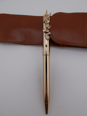 Vintage Gold Looney Toons Ball Point Pen Warner Bros WB Bugs Bunny Travel Case