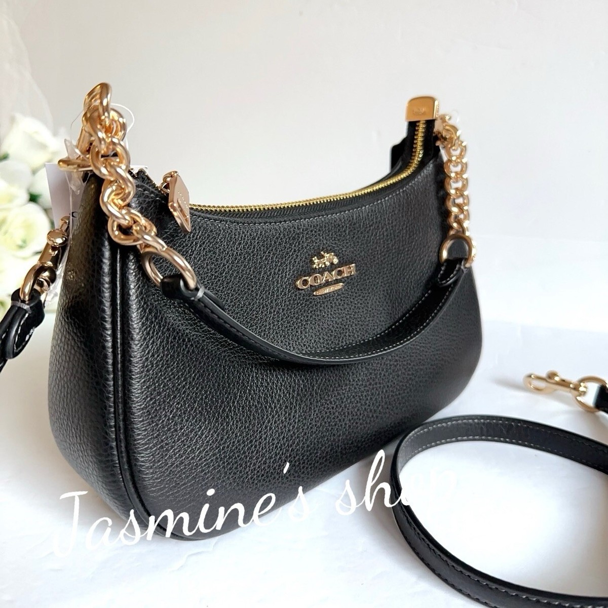 NWT Coach Teri Shoulder Bag CV934 Black Leather | eBay