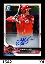 1-2018 BOWMAN CHROME PROSPECTS AUTO GAVIN LaVALLEY REDS CARD#CPA-GL QTY