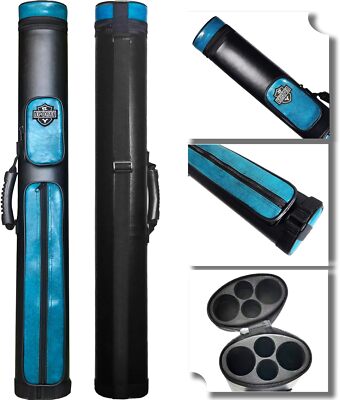 2X2 Hard Cue Case Oval Pool Cue Billiard Stick Carrying CaseA01-Turquoise