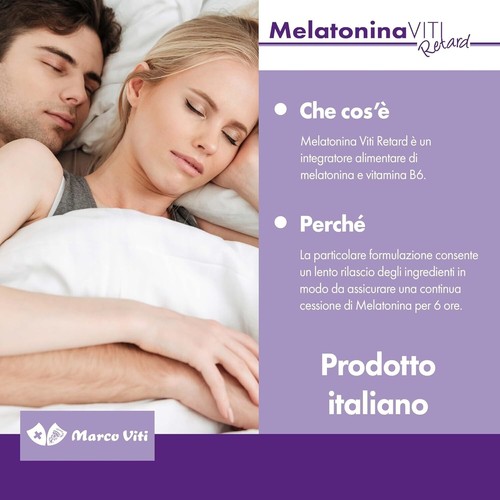 Melatonina Viti Retard Integratore per Migliorare il Sonno 60cpr Con Vitamina B6 - Foto 3 di 6