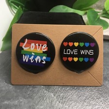 2 PC Pride Rainbow Badges Pins 1.5" Round Pinback Button New Free Ship A1018
